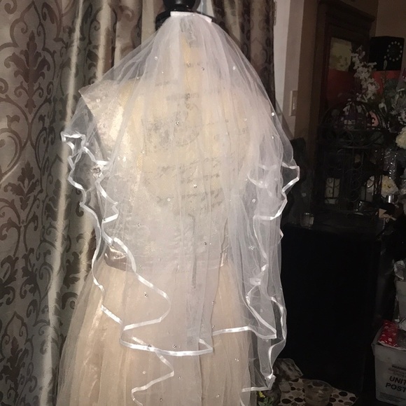 Beautiful 2T embellished with pearls veil - Picture 4 of 8